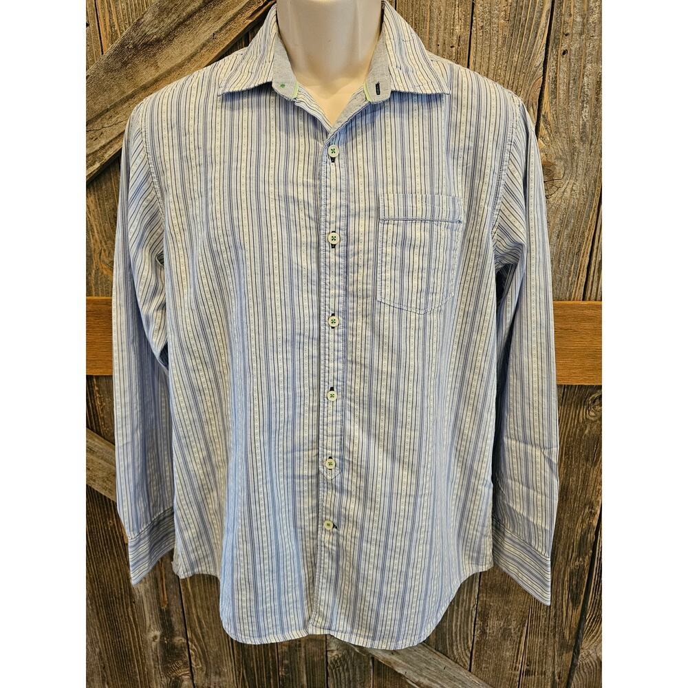 Island modern fit Tommy bahama long sleeve embroidered stripe blue small S blue